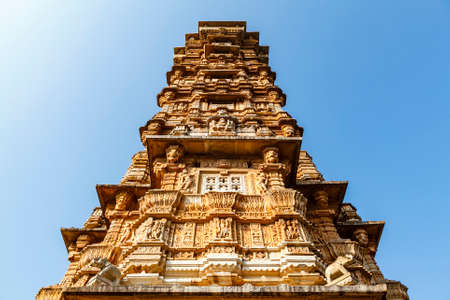 Kirti Stambha is a 12th-century tower situated at Chittor Fort in Chittorgarh town of Rajasthan, India, Asia aの写真素材