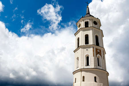 Bell tower of the Vilnius cathedral, Lithuania, Europeの写真素材
