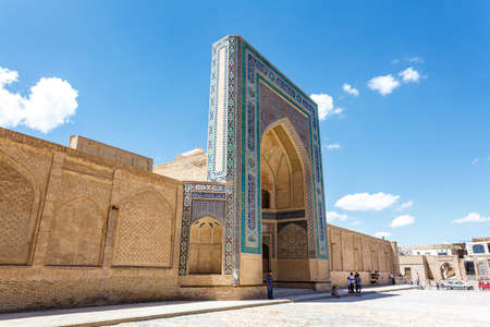 Facade of an old madrasah in Bukhara, Uzbekistan, Central Asiaのeditorial素材
