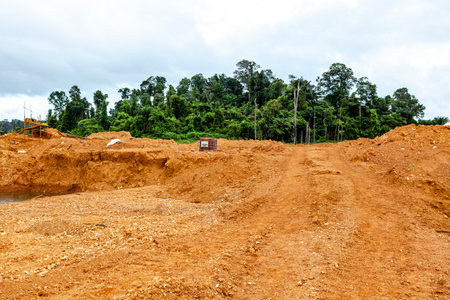 Gold field, Wittikreek, Lake Brokopondomeer, Suriname, South Americaの写真素材