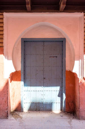 Old ornate door in the medina of Marrakesh, Morocco, North Africa