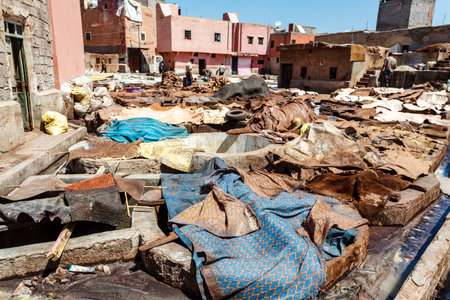 Tanneries in Marrakesh, Morocco, North Africaの写真素材