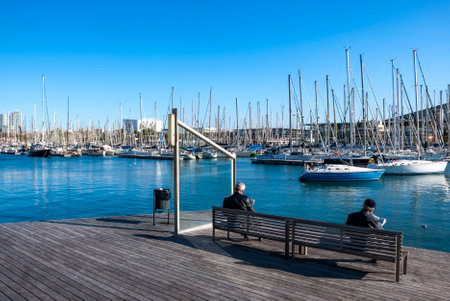 View at the harbor of Barcelona, Catalonia, Spain, Europeの写真素材