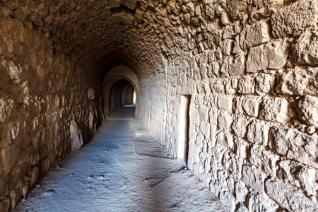 Interior of Kerak castle in Al-Karak, Jordan, Middle Eastの写真素材