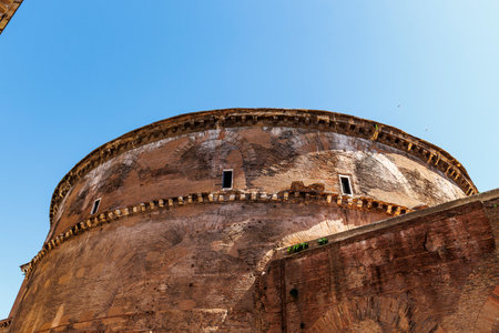 Exterior of the Pantheon in Rome, Italy, Europeの写真素材