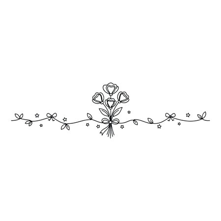Hand drawn floral border. Vector illustration. Isolated on white background.のイラスト素材