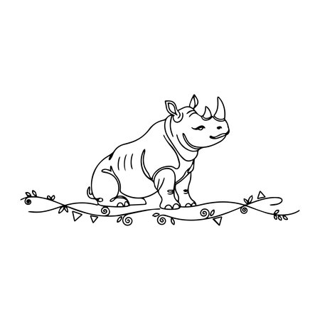Cute rhinoceros isolated on white background. Vector illustration.のイラスト素材