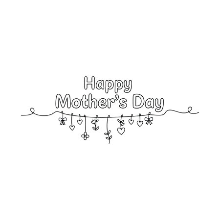 Happy Mother's Day greeting card. Hand drawn lettering. Vector illustration.のイラスト素材