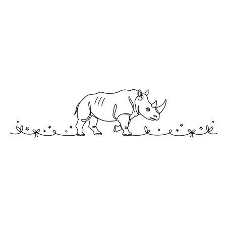 Cute rhinoceros. Vector illustration isolated on white background.のイラスト素材