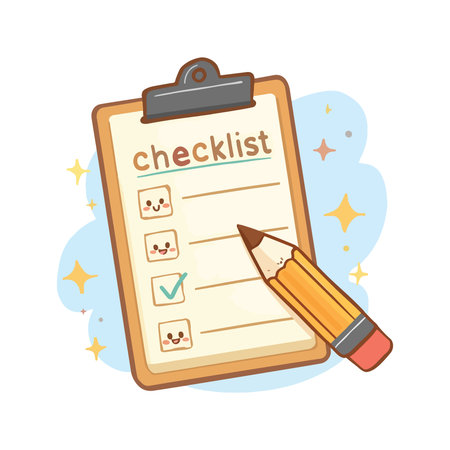 Checklist and pencil on a white background. Flat style vector illustration.のイラスト素材