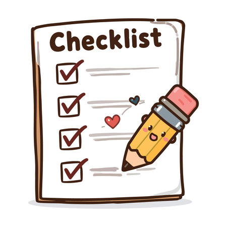 Checklist with pencil and heart. Checklist concept. Vector illustrationのイラスト素材