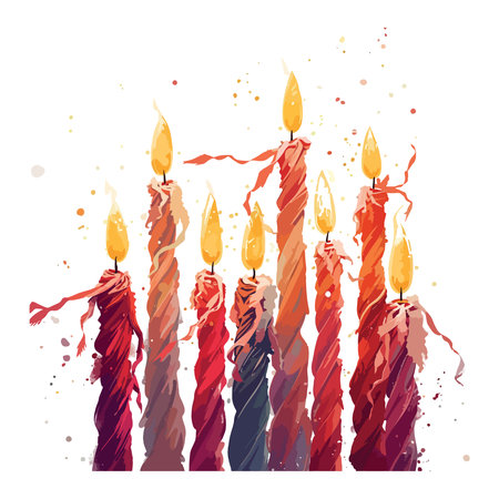 Burning candles in the shape of a Christmas tree. Vector illustration.のイラスト素材