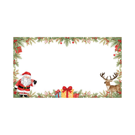 Christmas frame with santa claus and reindeer, vector illustrationのイラスト素材