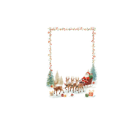 Christmas frame with Santa Claus, reindeer and reindeer.のイラスト素材