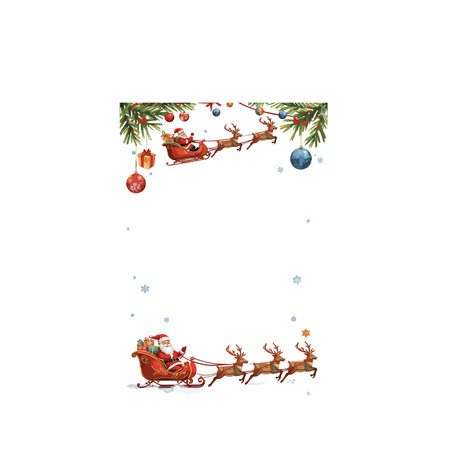Watercolor Christmas card with Santa Claus and reindeer on a white backgroundのイラスト素材