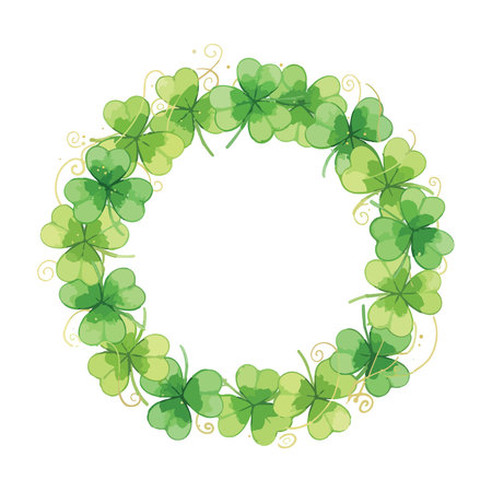 Round frame with shamrocks. St. Patrick's Day vector illustration.のイラスト素材