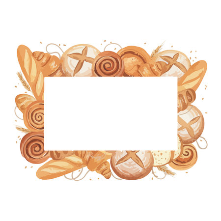 Bread frame. Vector illustration of a bakery banner with bread.のイラスト素材