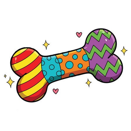 Colorful dog bone isolated on white background. Cartoon vector illustration.のイラスト素材