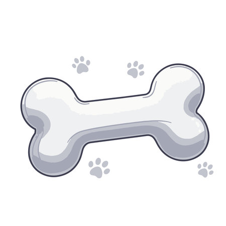 Dog bone and paw print on white background. Cartoon vector illustration.のイラスト素材