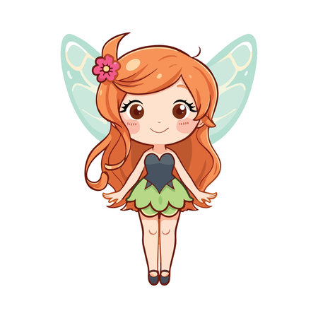 Cute little fairy cartoon character vector Illustration on a white backgroundのイラスト素材