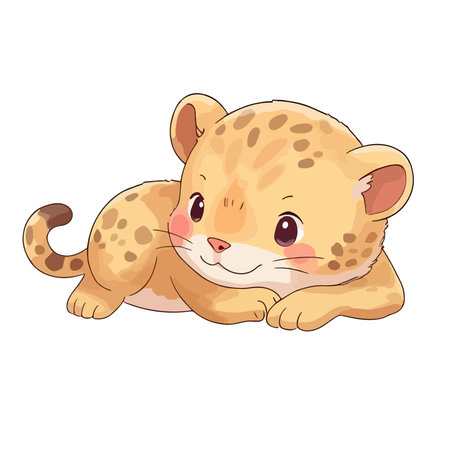 Cute baby leopard cartoon vector illustration isolated on white background.のイラスト素材