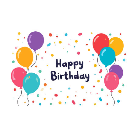 Happy Birthday Greeting Card with Balloons. Vector Illustrationのイラスト素材