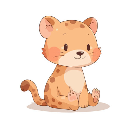 Cute cartoon baby cheetah on white background. Vector illustrationのイラスト素材
