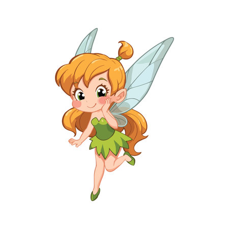 Cute little fairy cartoon character vector Illustration on a white backgroundのイラスト素材