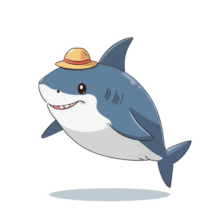 Shark in a hat on a white background. Vector illustration.のイラスト素材