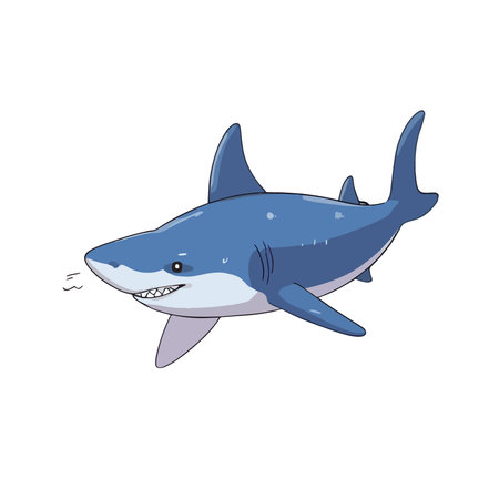 Cartoon shark isolated on white background. Vector illustration of a cartoon shark.のイラスト素材