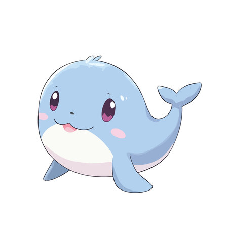 Cute cartoon baby whale isolated on white background. Vector illustration.のイラスト素材
