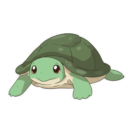 Cute cartoon turtle. Vector illustration isolated on a white background.のイラスト素材