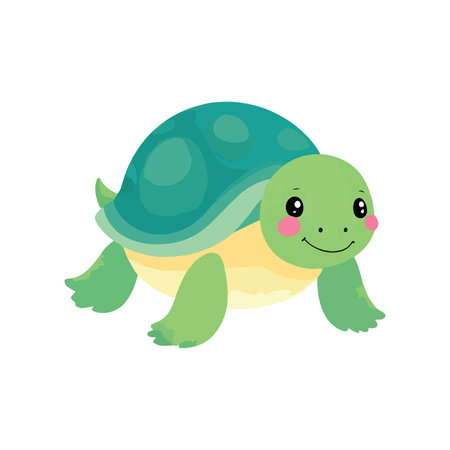 Cute cartoon turtle vector Illustration isolated on a white background.のイラスト素材