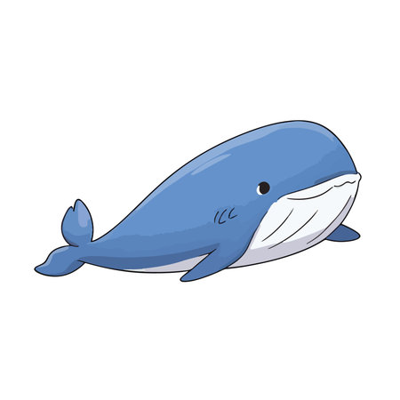 Cute cartoon blue whale isolated on white background. Vector illustration.のイラスト素材