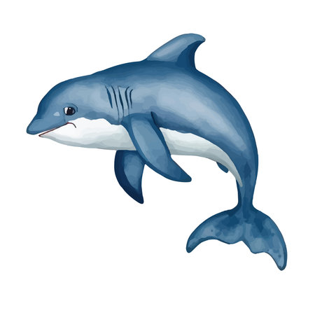 Illustration of a cute dolphin on a white background. Cartoon style.のイラスト素材