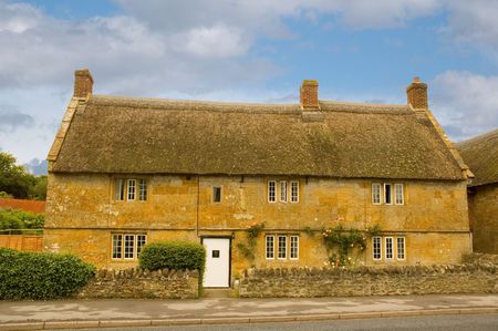 Cottage in the village of Chideock in Dorset, Englandの写真素材