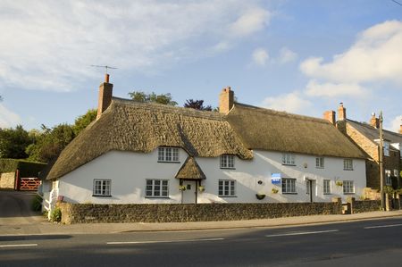 Cottage in the village of Chideock in Dorset, Englandの写真素材