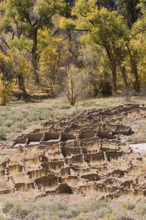 Anasazi indian dwellings in Bandelier National monumentの写真素材