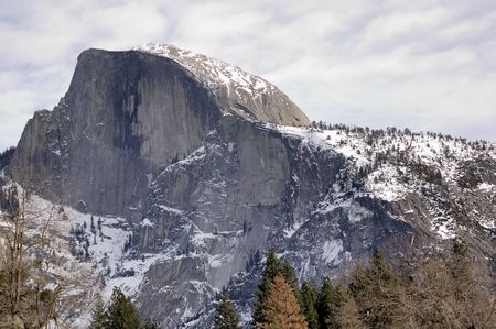 winter time across Yosemite valley towards Half dome .の写真素材