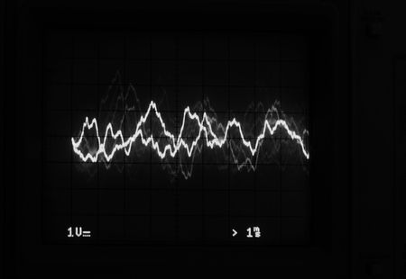 Monochrome Oscilloscope trace to musicの写真素材