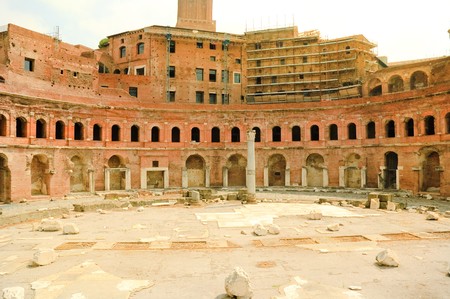 part of the Roman forum in Rome, italy under renovationの写真素材
