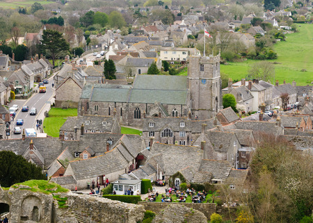 Village of Corfe from Corfe Castleの写真素材