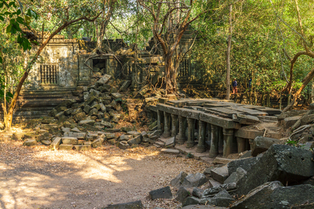 Beng Mealea temple ruins in the jungle near Siem Reap, Cambodia.のeditorial素材