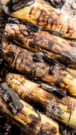 Roasted corn on the grill close-upの写真素材