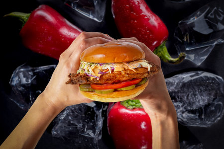 Hot chicken sandwichの写真素材