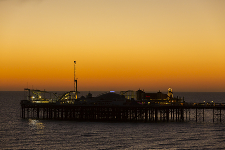 The Brighton Palace Pier, commonly known as Brighton Pier or the Palace Pier is a Grade II listed pleasure pier in Brighton, England, located in the city centre opposite the Old Steine.のeditorial素材