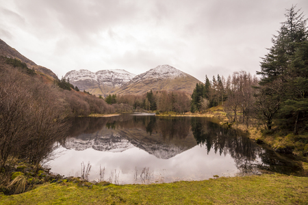 Scotland highlands near Glencoe, beautiful winter landscape for travel and hiking.の写真素材