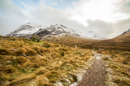 Scotland highlands near Glencoe, beautiful winter landscape for travel and hiking.の写真素材