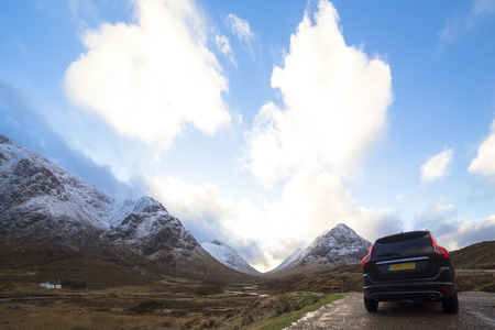 Scotland highlands near Glencoe, beautiful winter landscape for travel and hiking.の写真素材