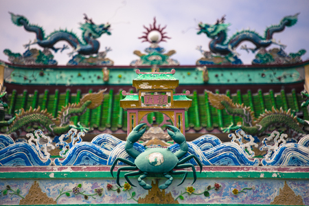 Chinese temple at chinese fishing village in Pulau Ketam near Klang Selangor Malaysiaの写真素材